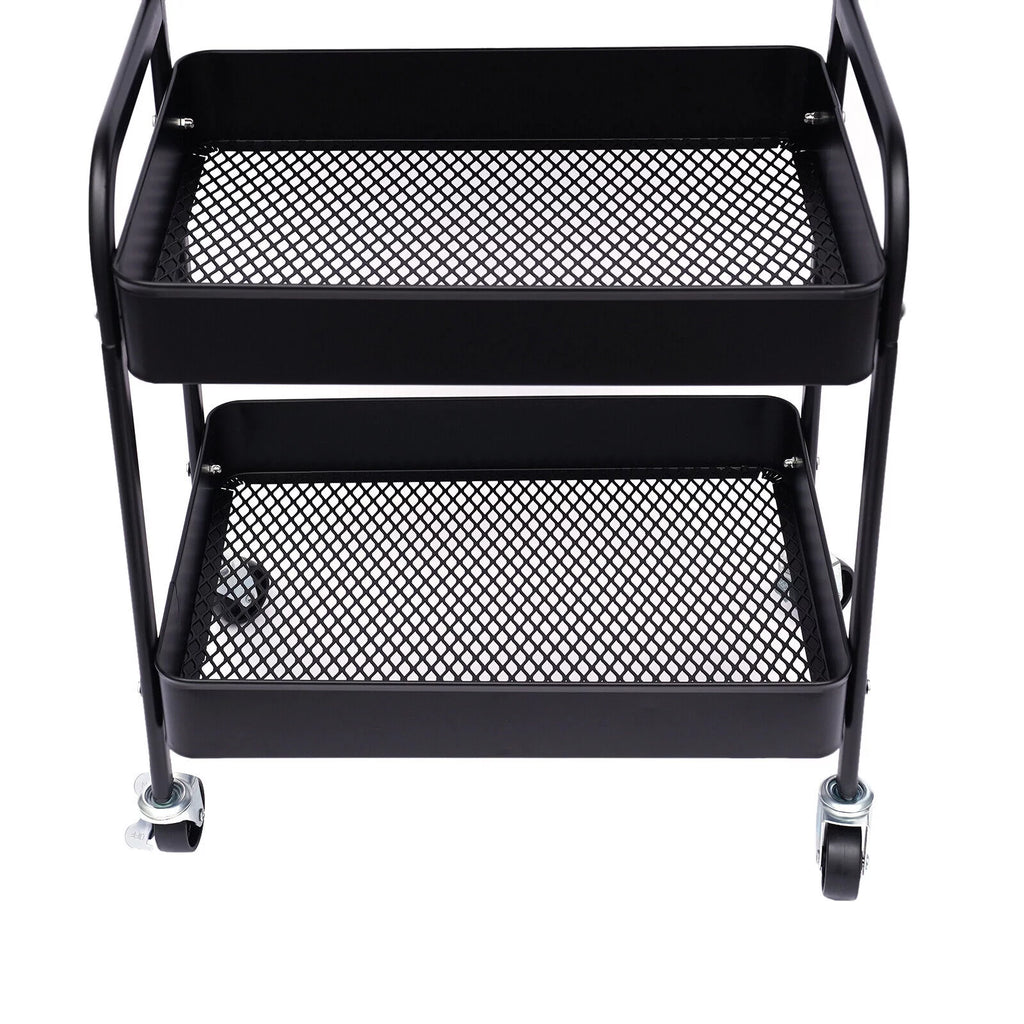 3 Tier Rolling Printer Cart with Wheel (Black+Brown) Q502