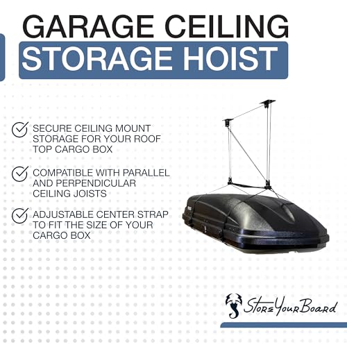 Cargo Box Ceiling Hoist with Pulley Lift System, Fits 8–10 ft Ceilings, Holds 150 lbs J39519