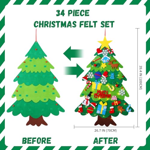 Felt Christmas Tree with 34 Ornaments I486