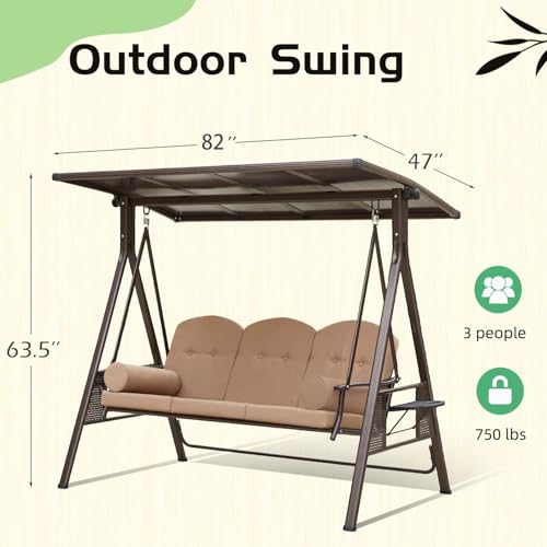 Oversized 3 Seat Outdoor Porch Swing with Hardtop A652