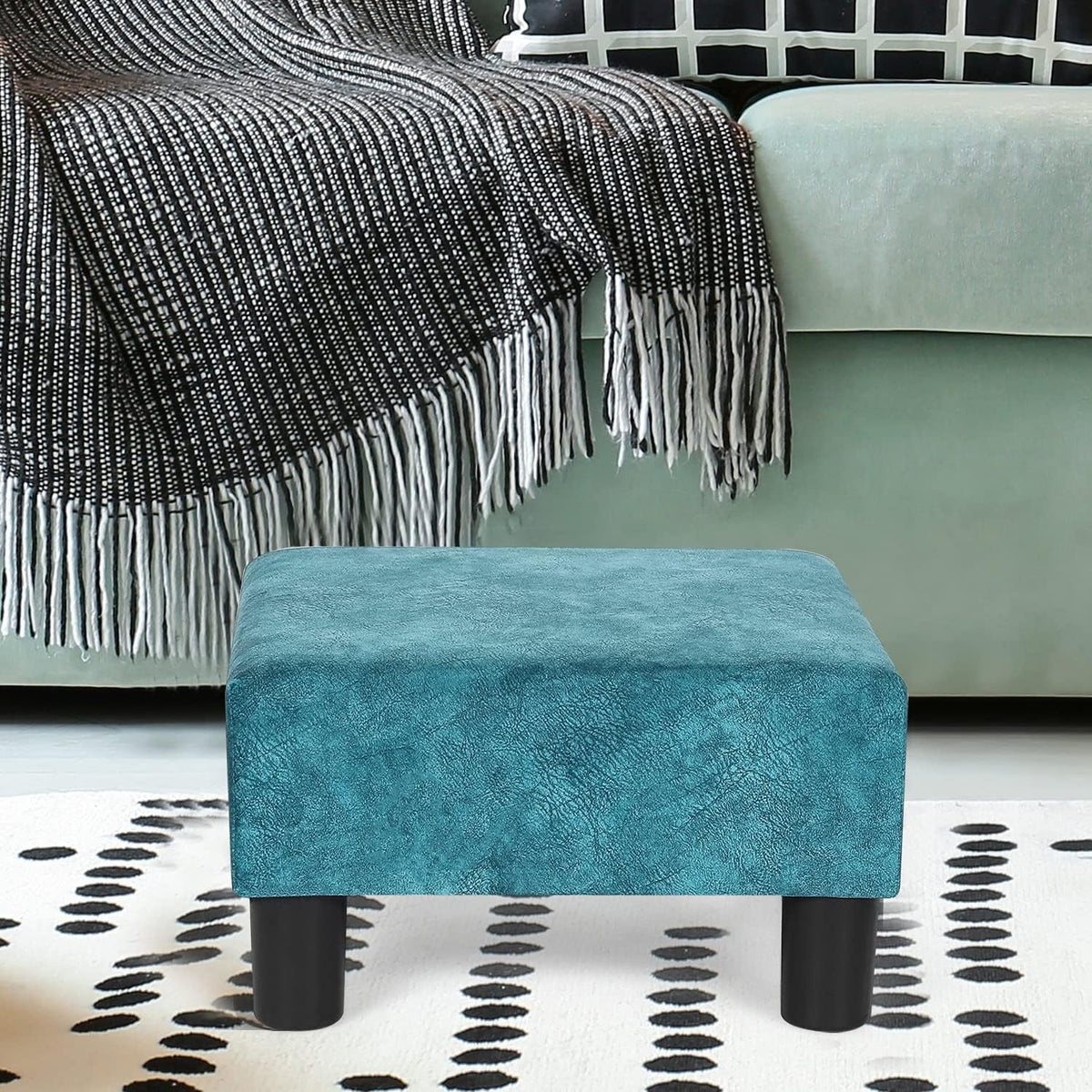 Blue Square Ottoman Footstool X14104