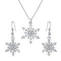 Crystal Snowflake Pendant Necklace Hook Dangle Earrings Set B656979