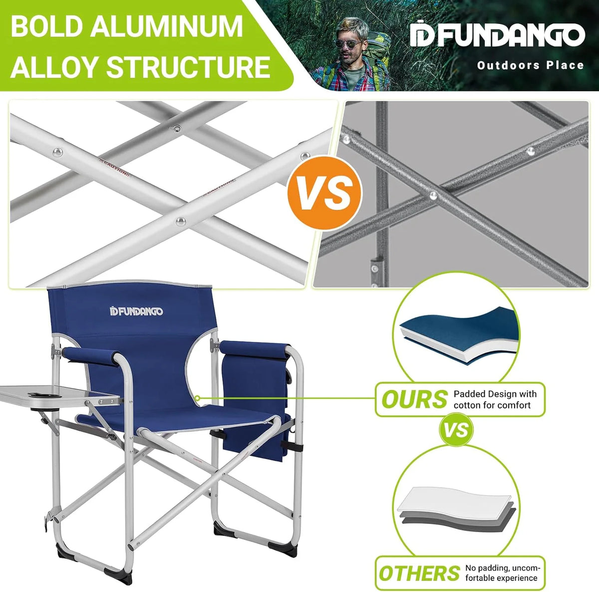 Portable Lightweight Folding Camping Chair with Side Table F27651