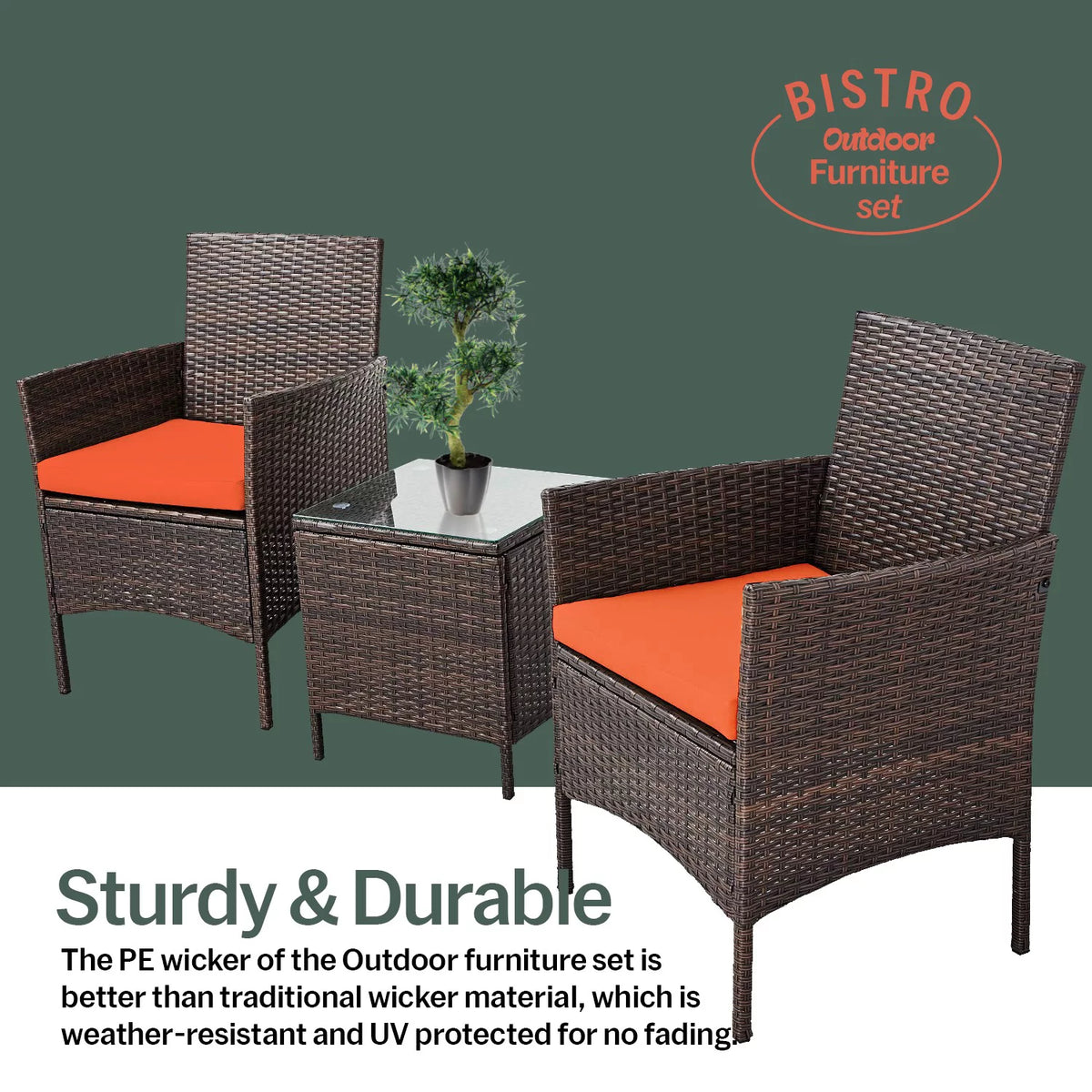 3 Piece Rattan Outdoor Furniture Set M11613