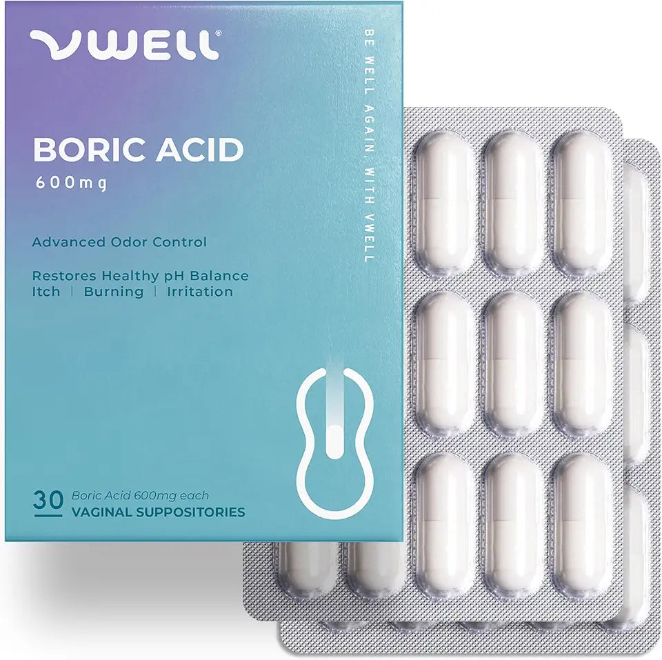 Boric Acid Vaginal Suppositories 30 Counts Blister Pack T8831