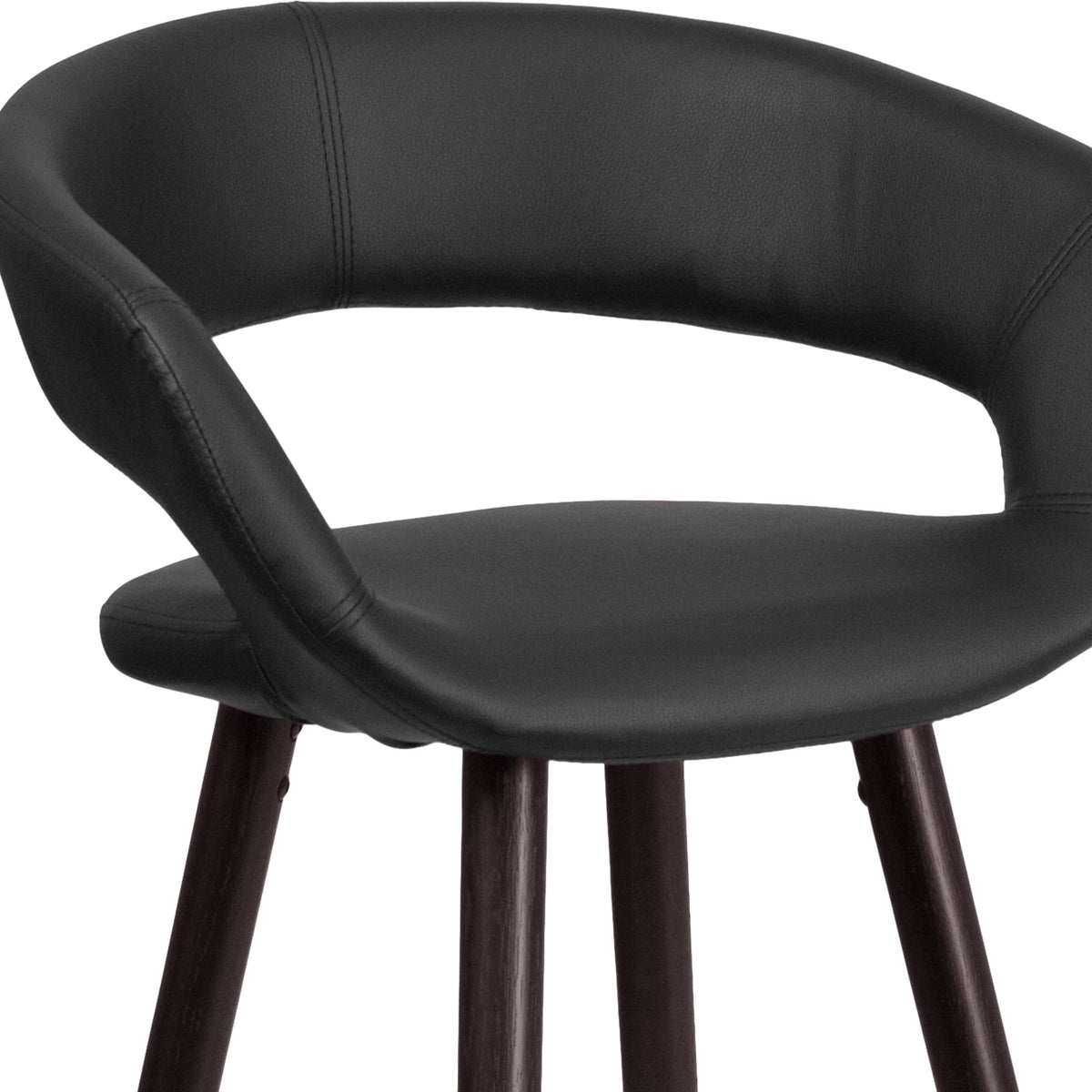 24'' High Cappuccino Wood Counter Height Stool in Black Vinyl T604