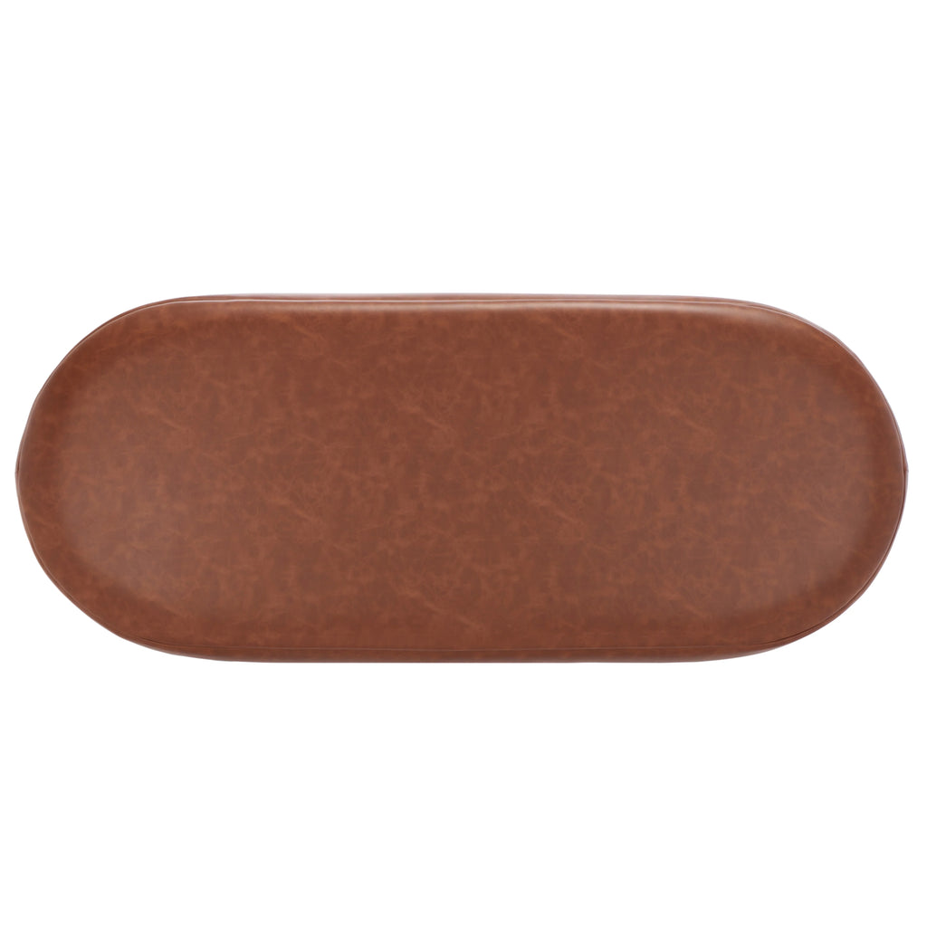 Cognac Leather Oval Bench S780213