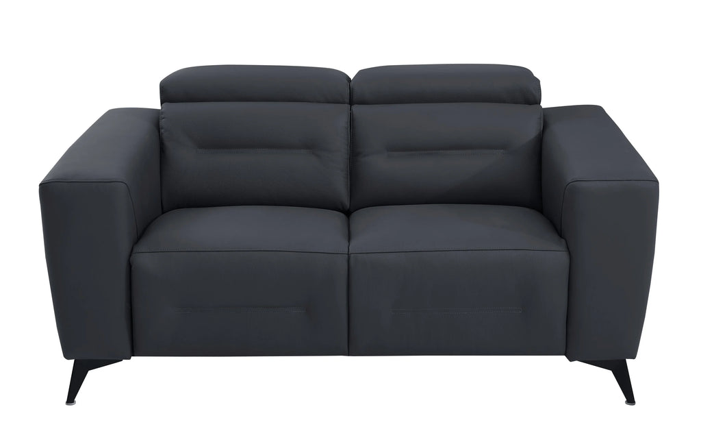 Dark Grey Top Grain Italian Leather Power Recliner Loveseat M9255
