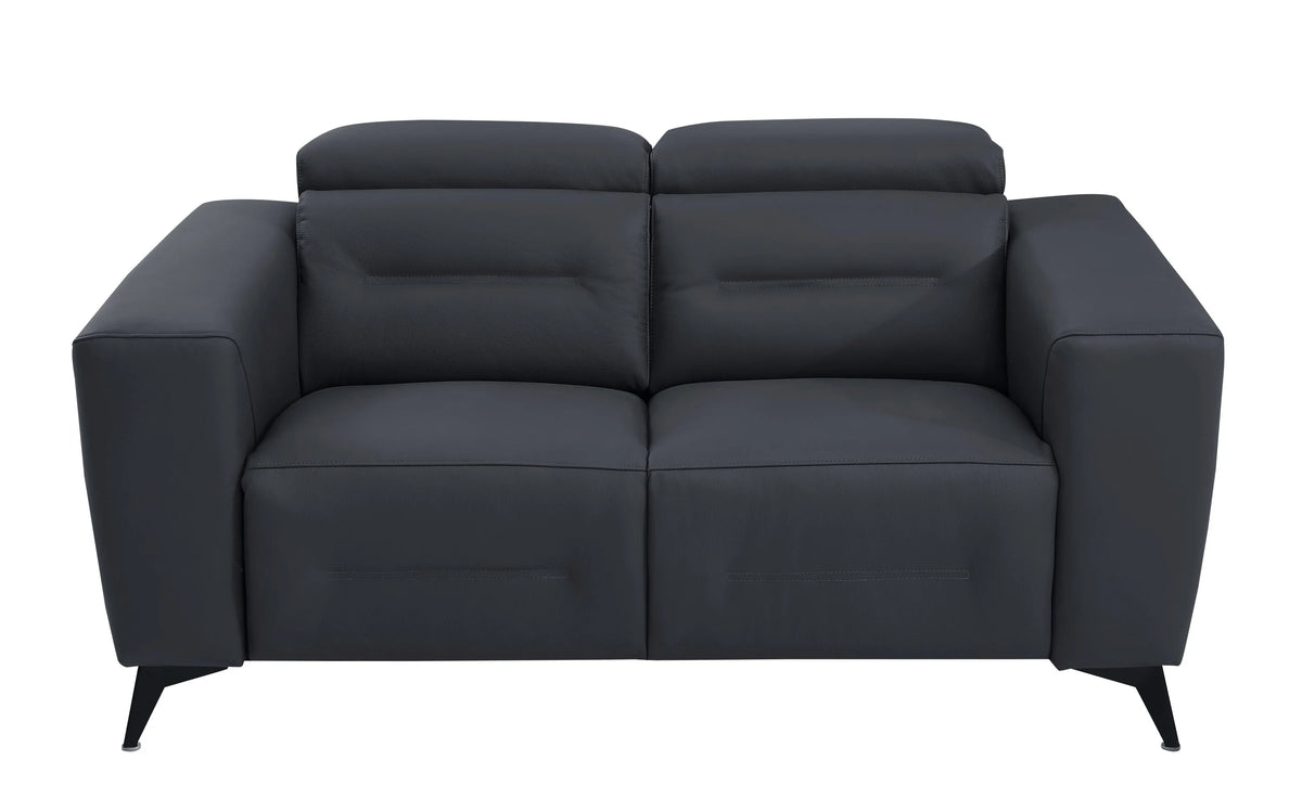 Dark Grey Top Grain Italian Leather Power Recliner Loveseat M9255