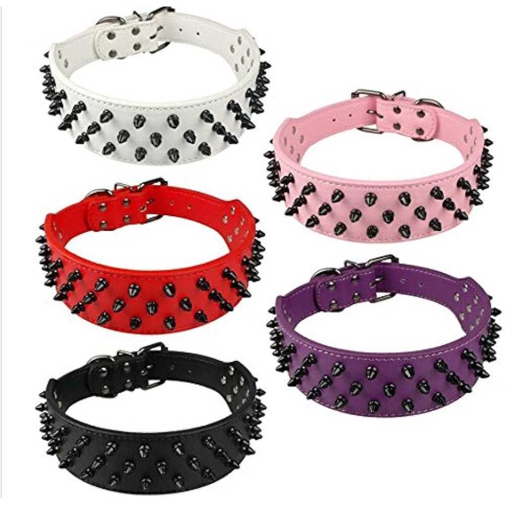 Black Spiked Studded Leather Dog Collar C850