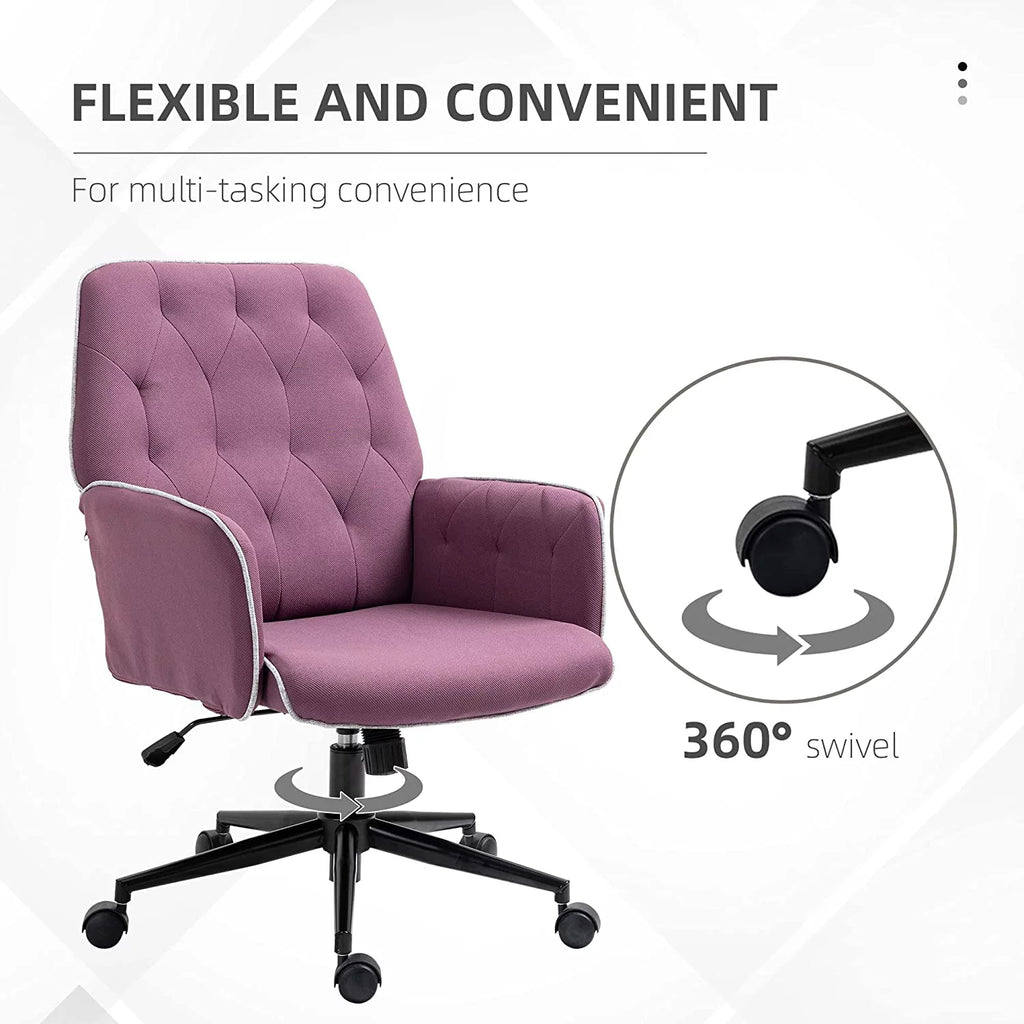 Purple Tufted Spandex Office Desk Chair with Adjustable Height B43596