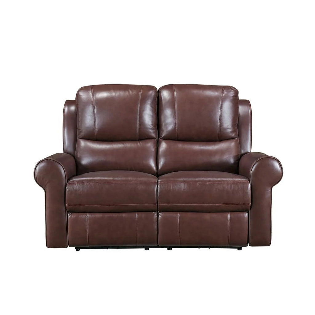 Brown Leather Match Power Double Reclining Love Seat D521