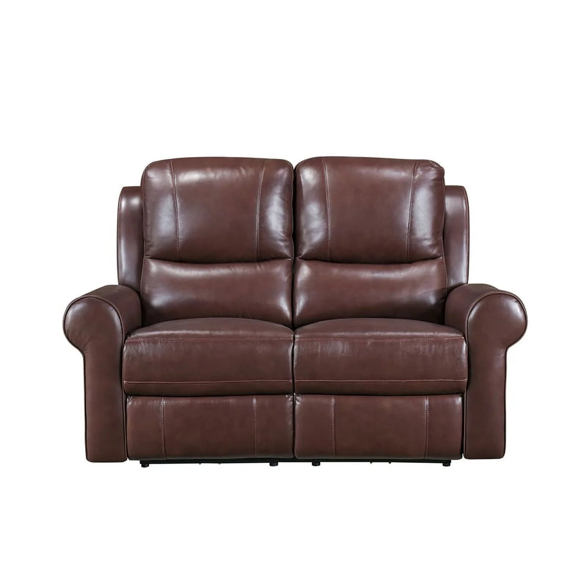 Brown Leather Match Power Double Reclining Love Seat D521