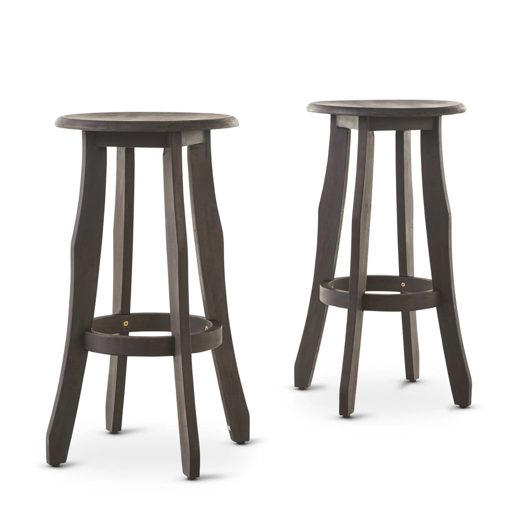 Acacia Wood 30 Inch Backless Barstools, Set of 2 P5521