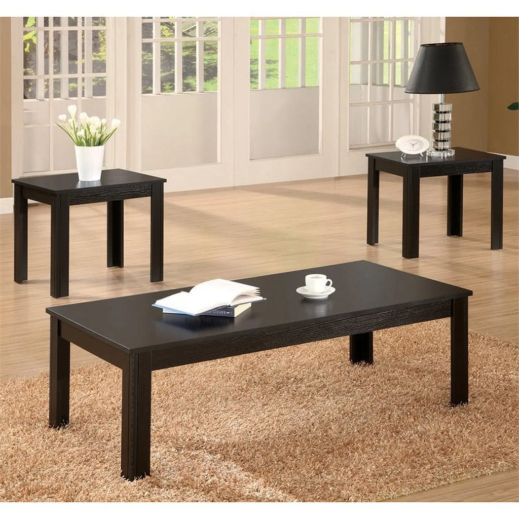 3 Piece Black Coffee Table Set Y701468