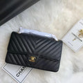 Black Chevron Calfskin Flap Bag S420302