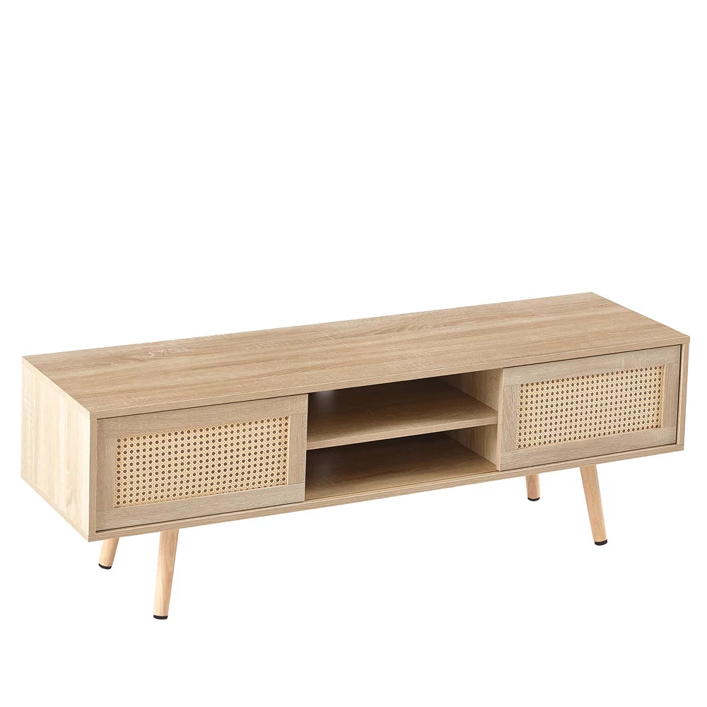 55 Inch Rattan TV Stand with Cabinet Storage V485461