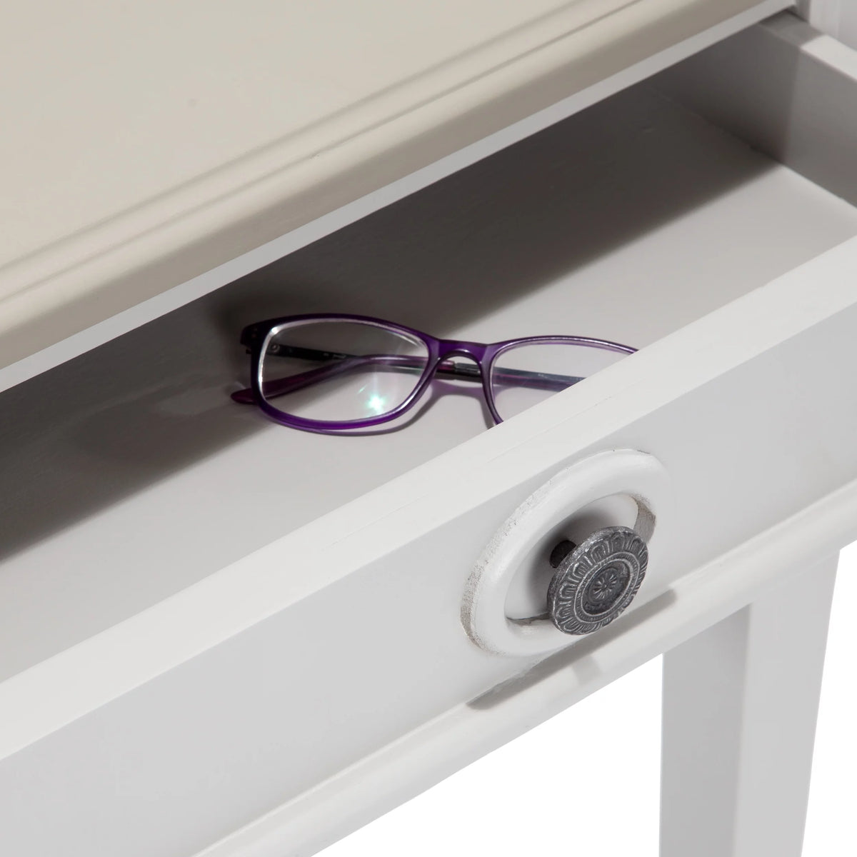 Light Gray Solid Wood End Table Nightstand with Drawer Y43309