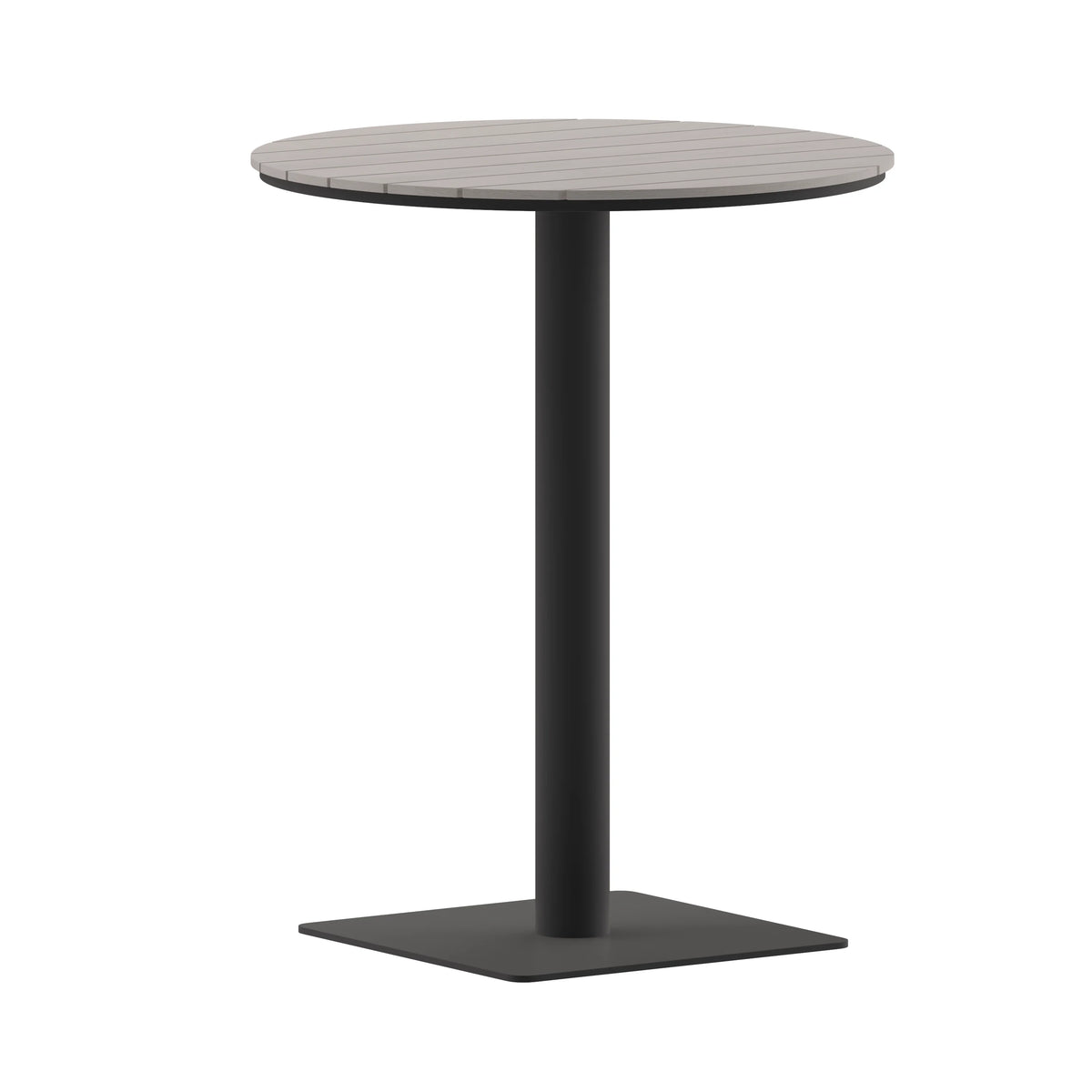 Round 24" Faux Teak Poly Slats Steel Frame Table N945