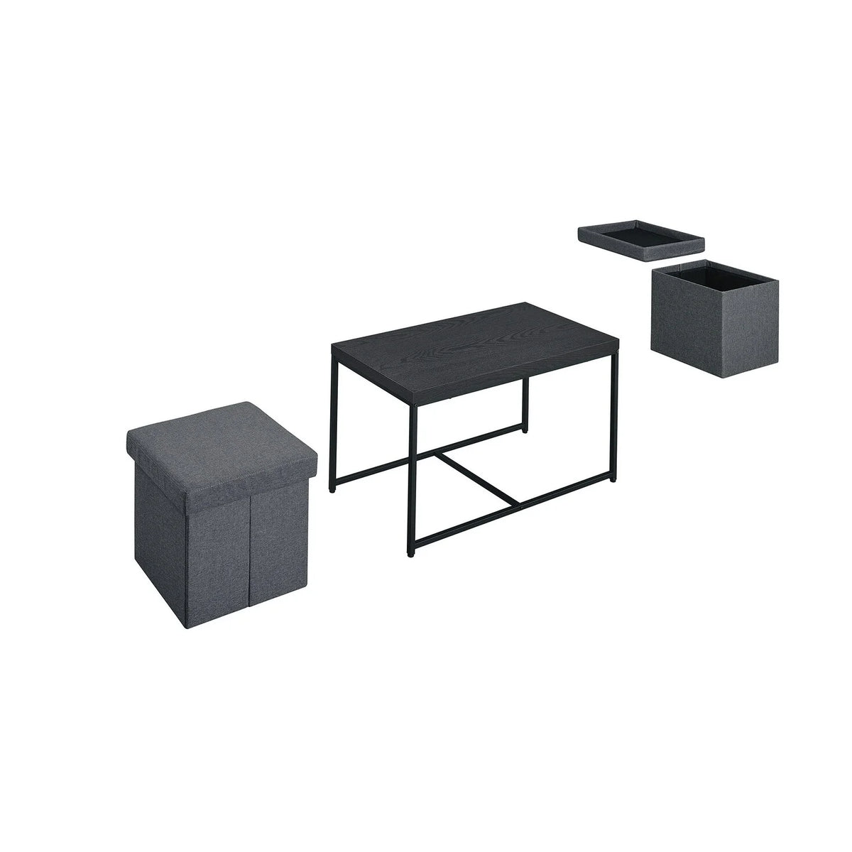 Oak Wood Grain 3 Piece Coffee Table Set E2166