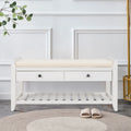 Wood Storage Bench with Cushion and 2 Drawers L323