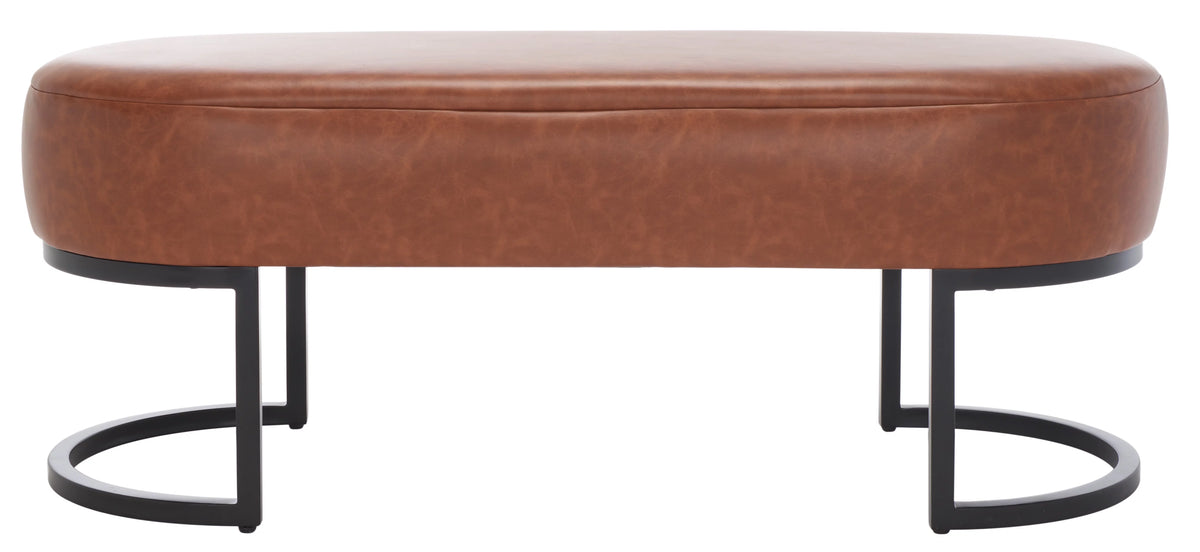Cognac Leather Oval Bench S780213