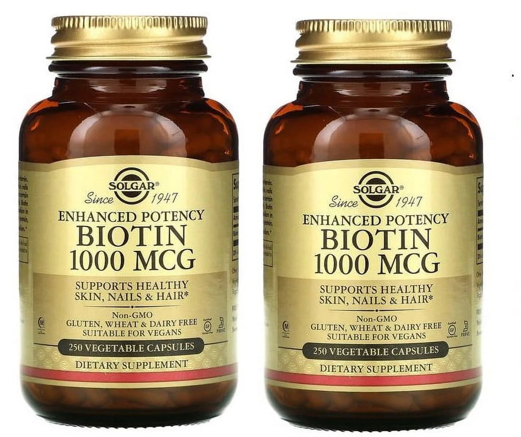 Biotin 1000 mcg 250 Vegetable Capsules 2 Packs D1303