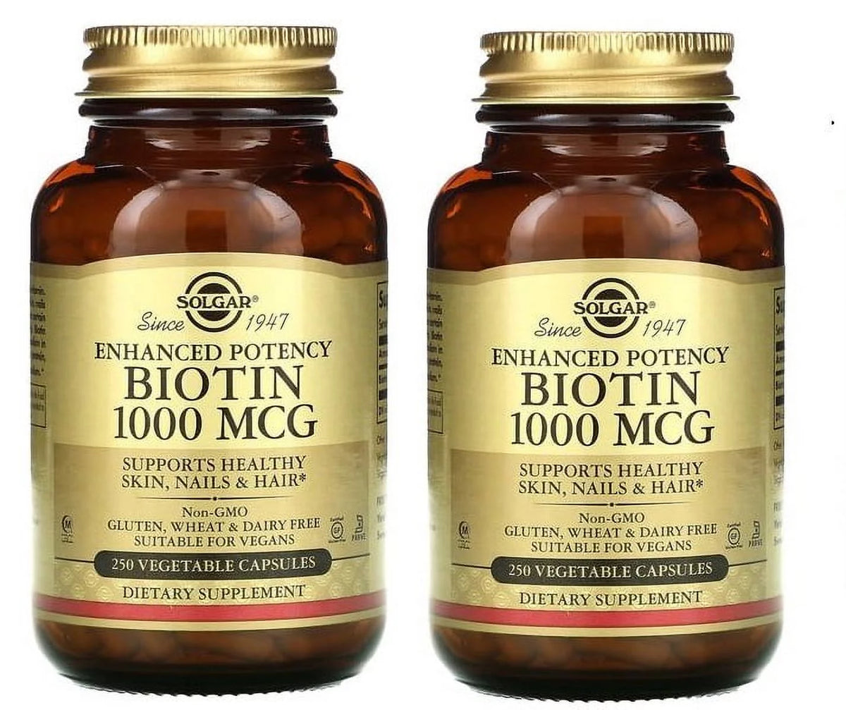 Biotin 1000 mcg 250 Vegetable Capsules 2 Packs D1303