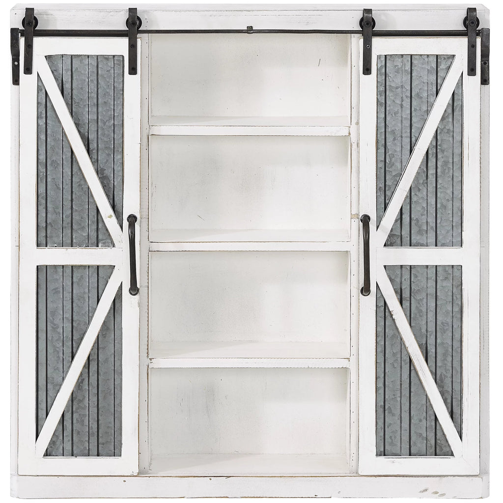 White and Silver Wood Cabinet W163223