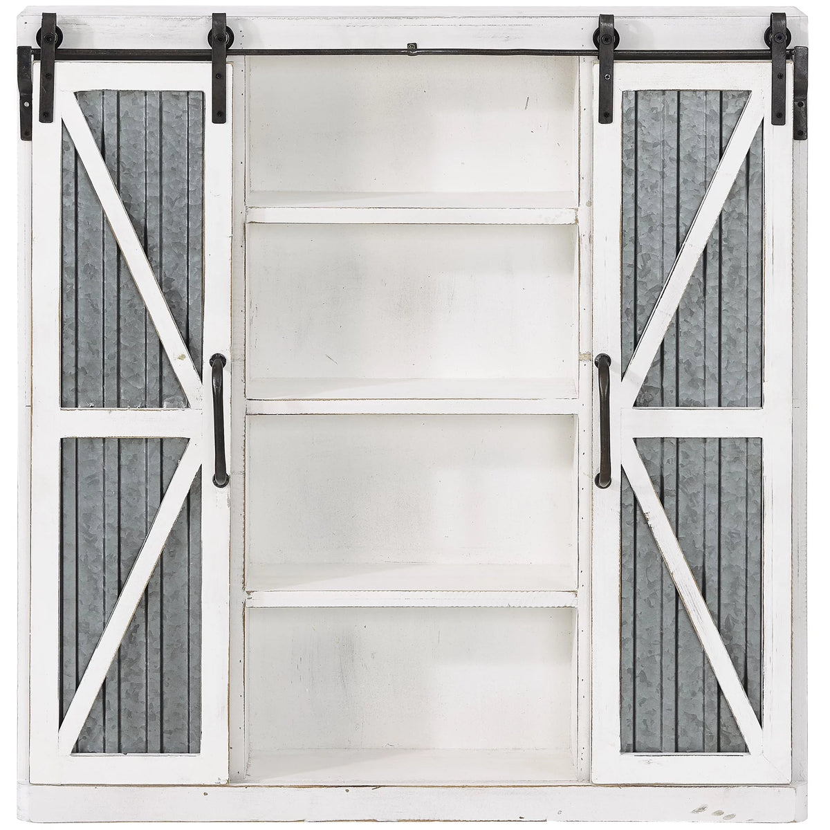 White and Silver Wood Cabinet W163223