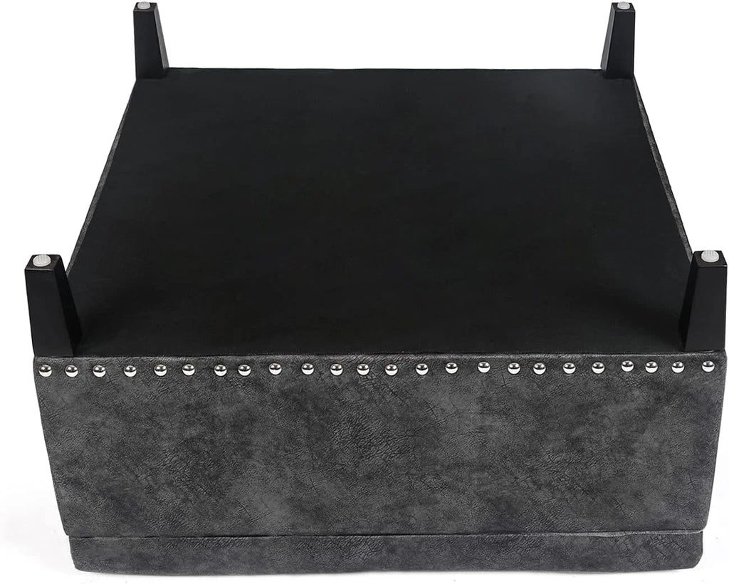 Grey Tufted Storage Ottoman Bench with Wood Legs W454295