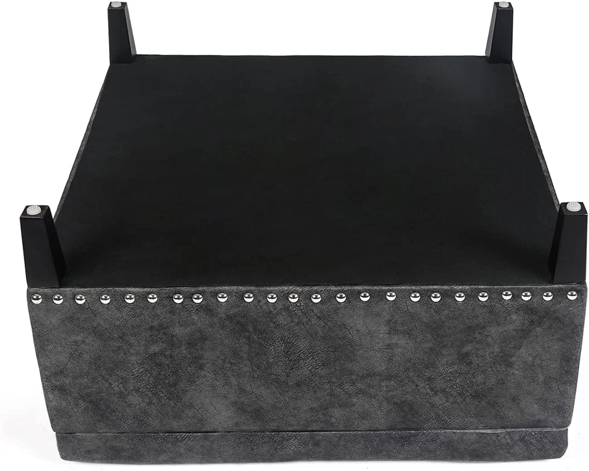 Grey Tufted Storage Ottoman Bench with Wood Legs W454295