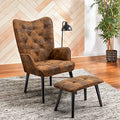 Brown Upholstered Accent Chair with Ottoman S273272