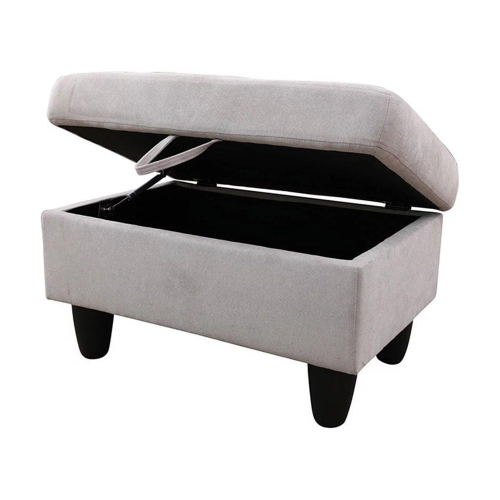 Gray L Shaped Microfiber Couch with Storage Ottoman A814