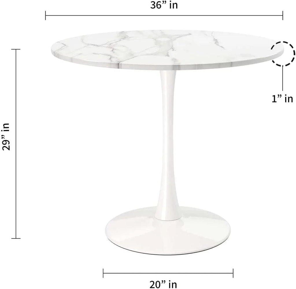 White Wood and Marble Dining Table P45148