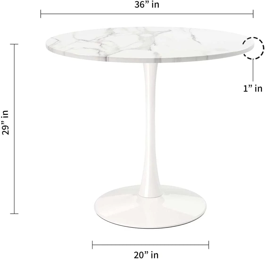 White Wood and Marble Dining Table P45148