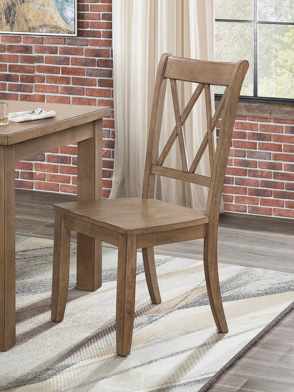 Brown Pine Veneer Dining Chairs Set of 2 T774106