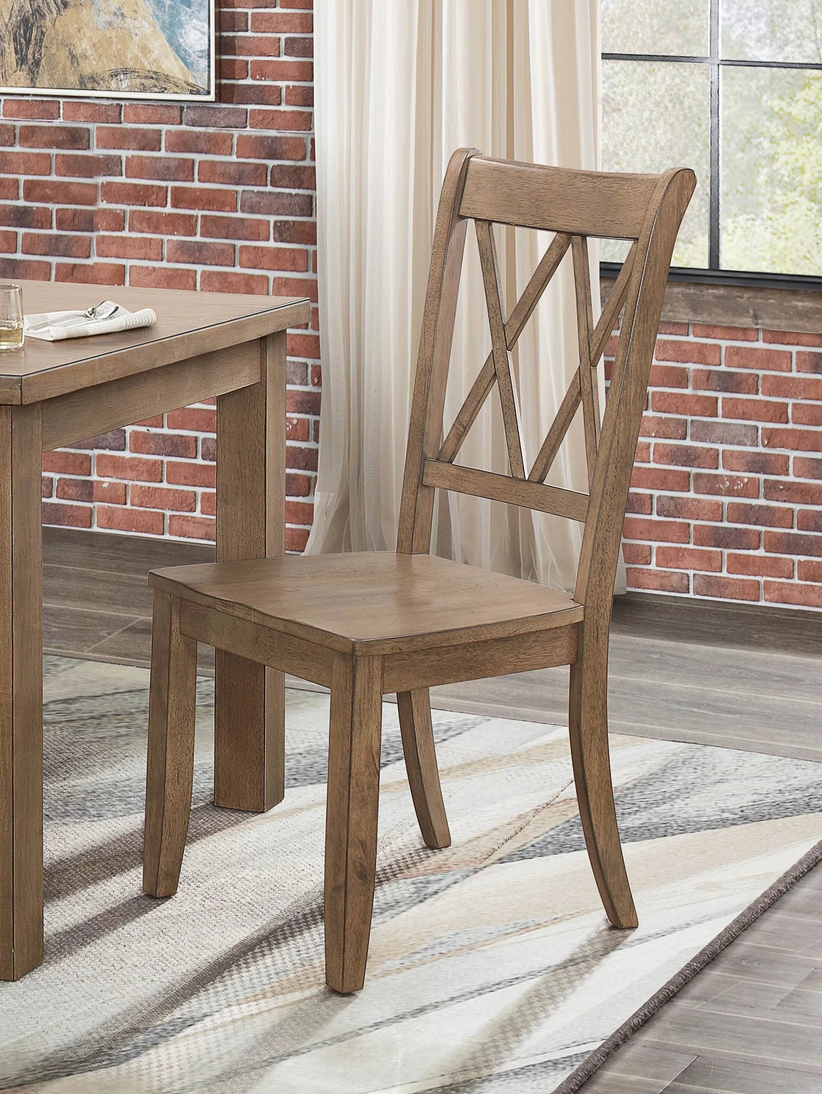 Brown Pine Veneer Dining Chairs Set of 2 T774106