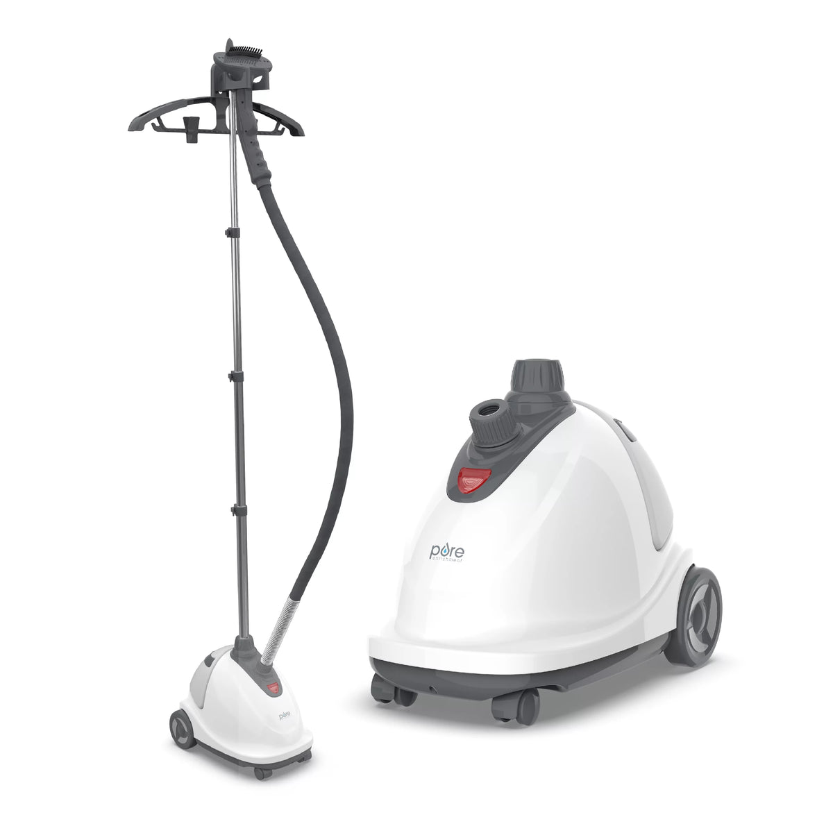 Standing Steamer with Garment Hanger, Fabric Brush and Easy-roll Wheels P854144