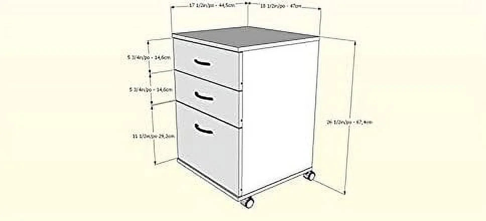 3 Drawer Wood Filing Cabinet W2619