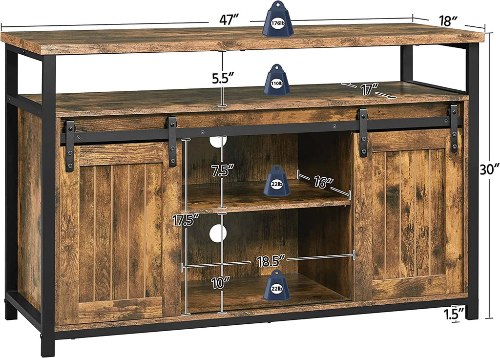 Cabinet with Sliding Barn Doors and Adjustable Shelves F9203