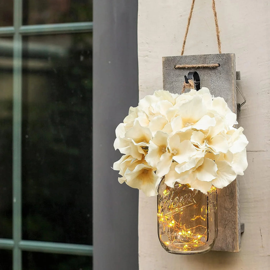 Set of 2 Grey Mason Jar Wall Sconces with Hooks O89284