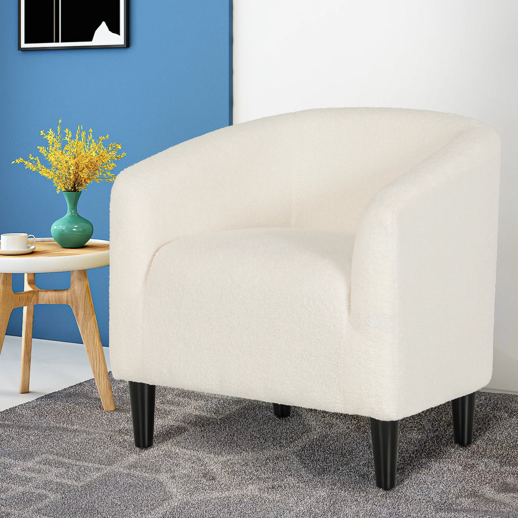 Sherpa Fabric Upholstered Barrel Accent Chair B220895