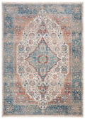Navy Ivory Floral Bordered Area Rug 6' x 9' V91271