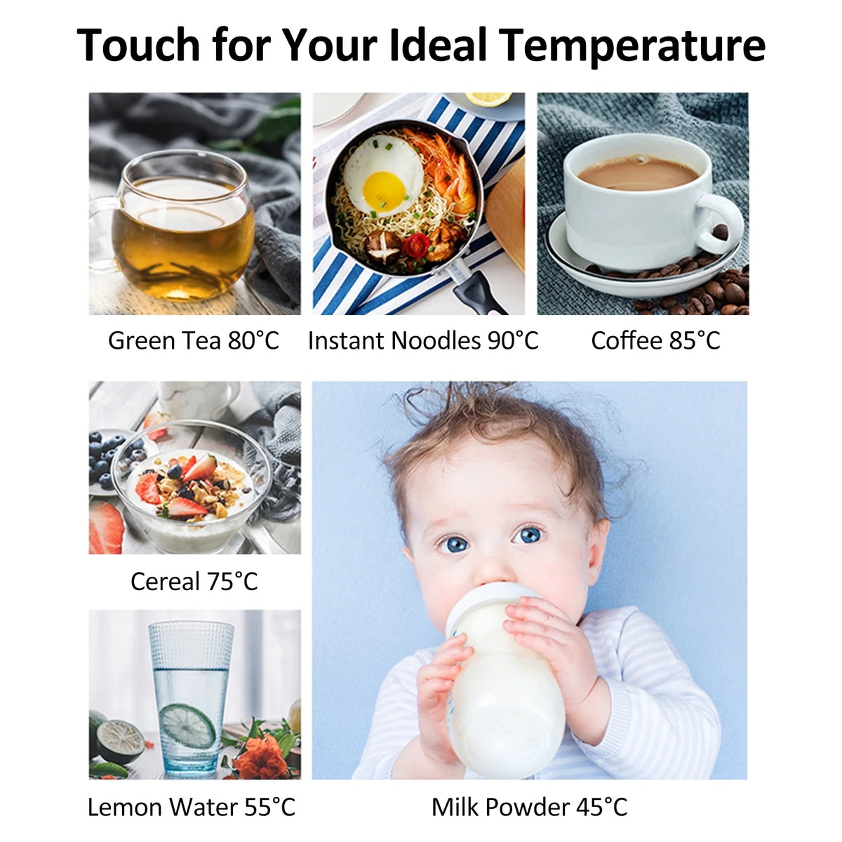 400mL Stainless Steel Electric Temperature Kettle P581603