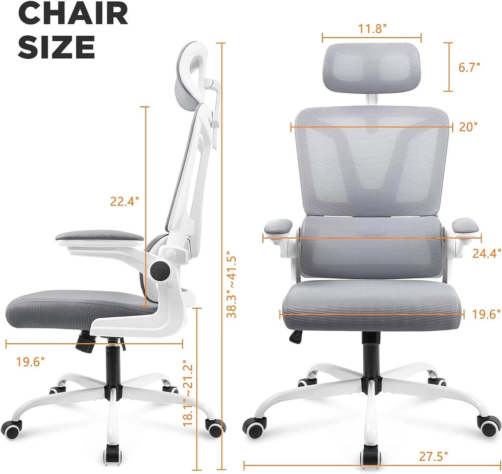 Dark Grey Ergonomic Mesh Office Chair with Lumbar Support Pillow U80710