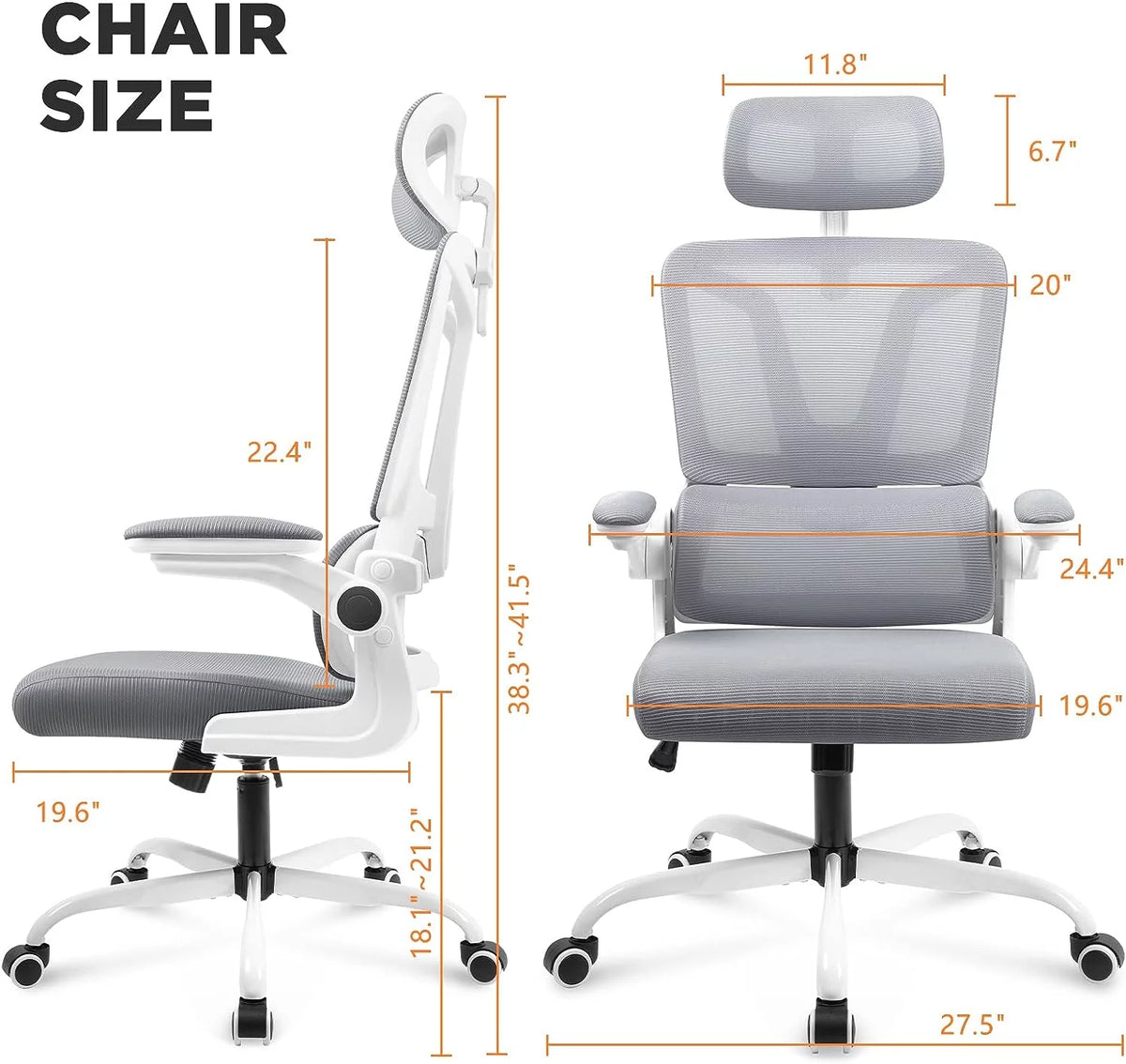 Dark Grey Ergonomic Mesh Office Chair with Lumbar Support Pillow U80710