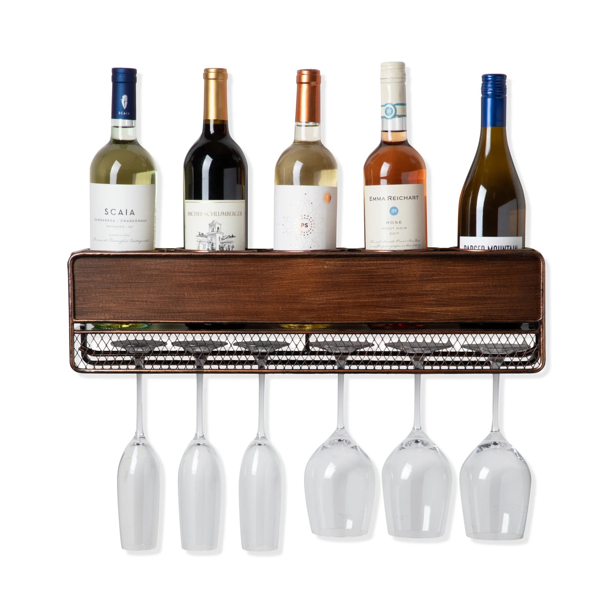 Wall Mounted Wine Shelf & Stemware Rack A361