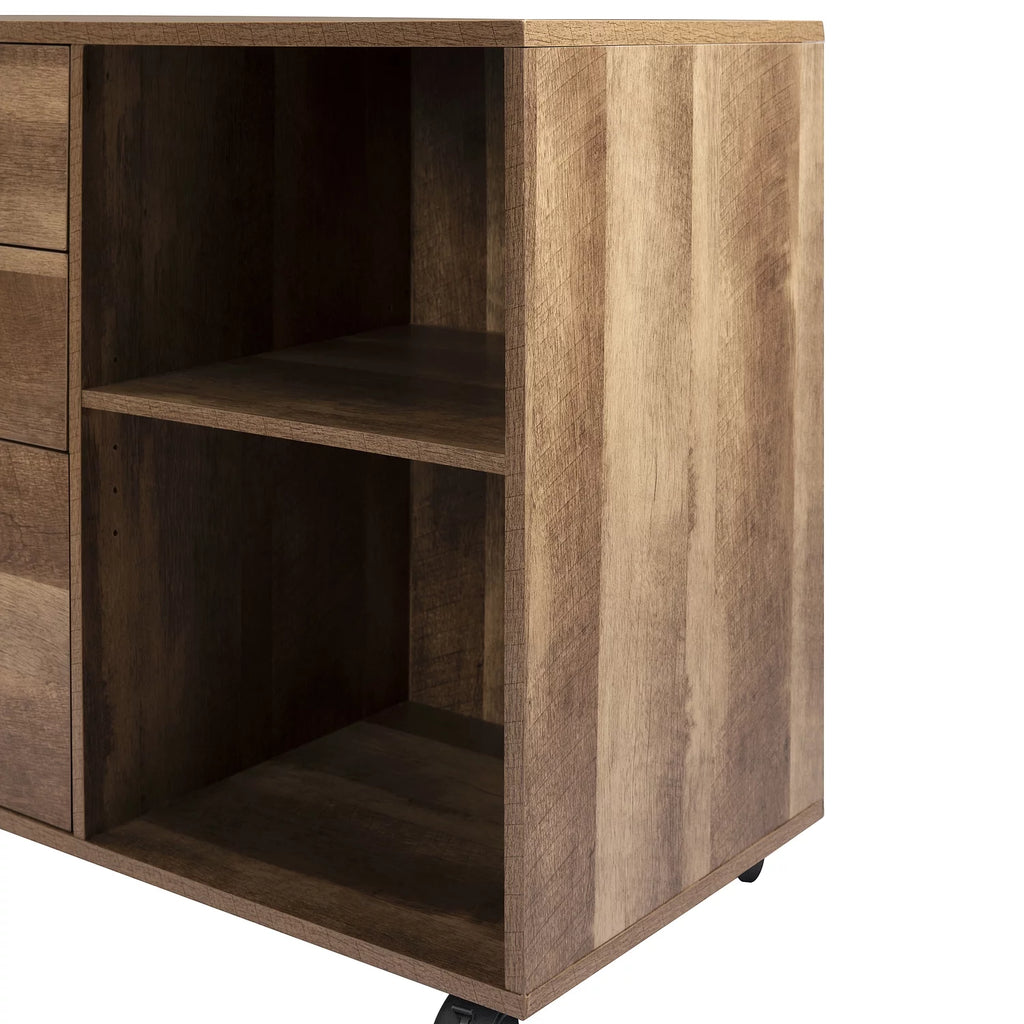 Rolling Office Cabinet with Drawers, Walnut P5771