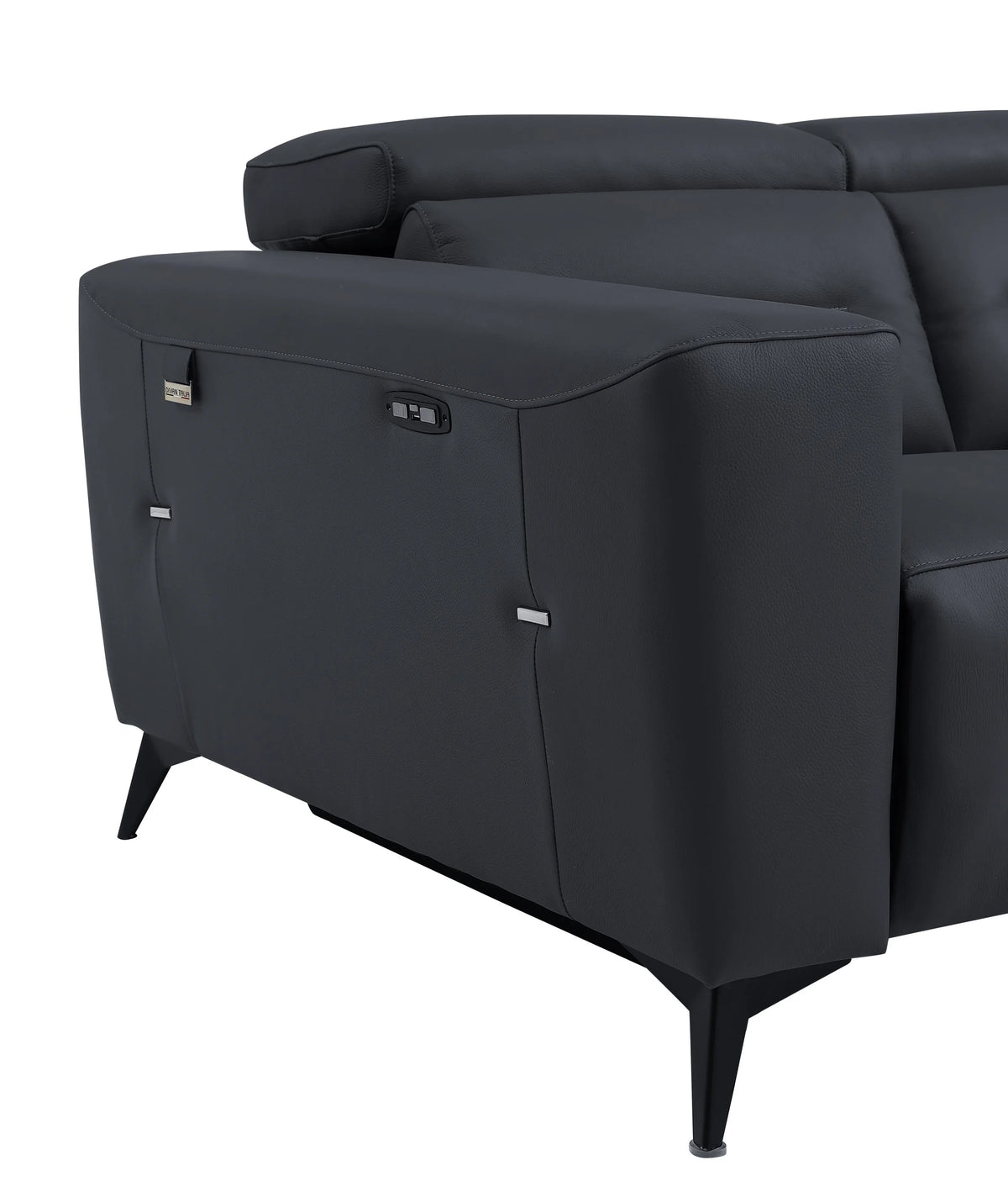Dark Grey Top Grain Italian Leather Power Recliner Loveseat M9255